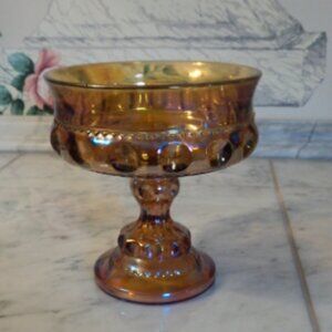 vintage iridescent amber glass dish